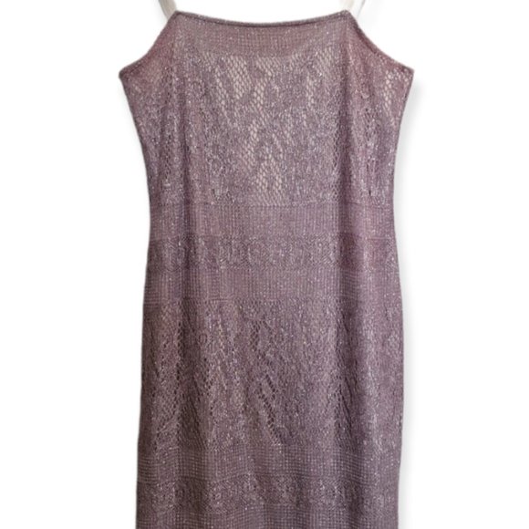 Dorothy Perkins Dresses & Skirts - Vintage Y2k Dorothy Perkins Purple Silver Crochet Knit Slip Dress Size 12 Barbie